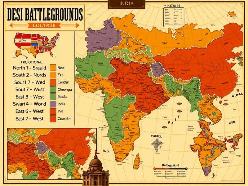 Desi Battlegrounds regional content showing different cultural skins from North, South, East, and West India