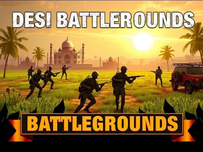 Desi Battlegrounds game cover featuring Indian soldiers in a rural battlefield